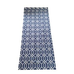 Mainstays Window Curtain Panel PAIR 37x84 Navy Blue Geometric Trellis Grommet